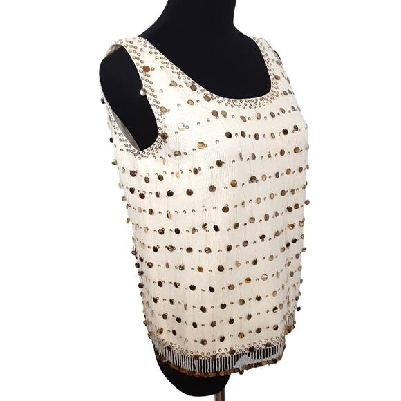 Vintage 1960s A Maxime Original 100% Wool Beaded Evening Volup Top Gypsy Fringe - Picture 2 of 15